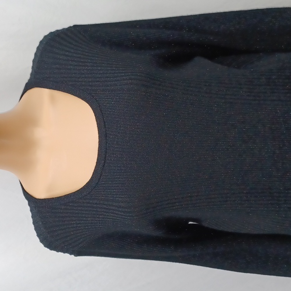 Alfani Women's Metallic Ribbed Sweater, Deep Black - Picture 3 of 10